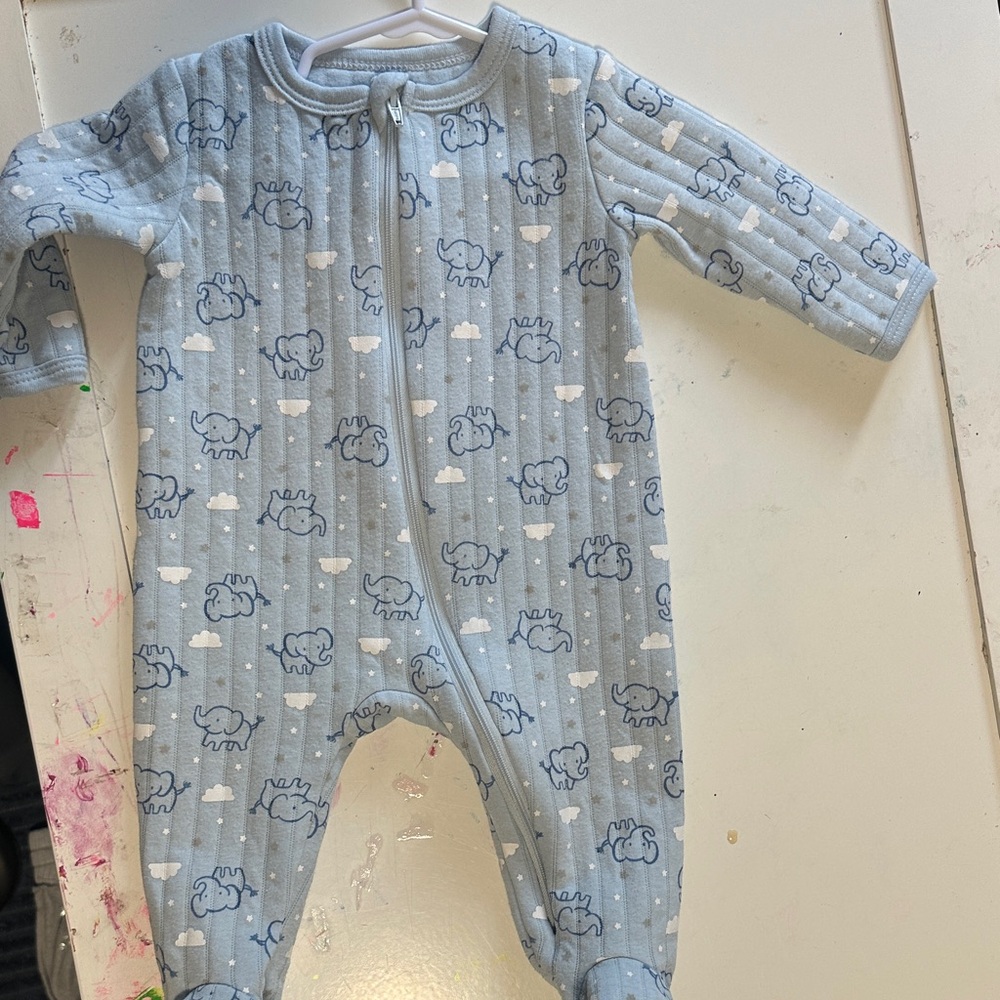 Blue Elephant Print Kids One Piece